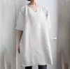 Desejo transfronteiriço Amazon AliExpress Europa e Estados Unidos novo vestido casual de manga curta de algodão e linho de cor sólida para mulheres 8