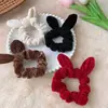Lazo para el pelo de terciopelo con orejas de conejo, anudado a mano, para coleta, diadema para niñas, dulce, versátil, para Otoño e Invierno