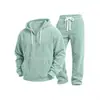 Conjunto de Ropa Deportiva Casual Versátil para Hombre, Chaqueta de Manga Larga de Pana con Cruces de Color Sólido, Pantalones Casuales