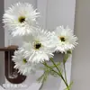 4 Cabezas de Hibisco Crisantemo Cepillado Francis Flor Artificial Material Boda Flor de Seda Crisantemo Margarita Gerbera Girasol