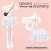 Vestido de pastel de encaje dulce y lindo estilo coreano 2026, conjunto de verano para chicas estilo universitario de un solo hombro y manga corta