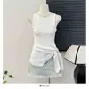 Camisola de Tirantes Irregulares con Abertura Estilo Pura Pasión para Mujer Verano Diseño de Nicho Adelgazante de Cintura Top Versátil