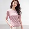 Camiseta base de lana para mujer para primavera y otoño, hecha de algodón modal, con un tacto de alta gama y elegante, con diseño de camiseta de manga media, modelo nuevo