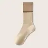 Meias femininas de algodão puro, estilo primavera e outono, retrô, Maillard, cano alto, absorventes de suor, esportivas, listradas, de cano médio, sem costura, meias de algodão para o pós-parto