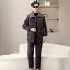 Pijama Masculino de Inverno Lobo do Norte, Forrado com Fleece e Espessado, Conjunto de Roupa para Casa de Algodão de Três Camadas, Roupas e Calças de Algodão Resistentes ao Frio e Quentes