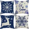 Funda de almohada navideña más vendida transfronteriza con estampado festivo de Papá Noel, funda de almohada para decoración del hogar, venta al por mayor directa del fabricante