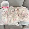 Pijama de Outono com Bojo Feminino Novo Algodão Nuvem Manga Longa Gola Pequena Calça Longa Roupa Casual para Casa conjunto