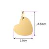 Colgante de acero inoxidable pulido con espejo con forma de corazón, accesorio de joyería DIY, anillo con cinturón dorado, colgante de amor