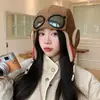 Gafas Cálidas de Estilo Coreano para Otoño e Invierno con Forro Polar, Gorro de Aviador, Protección para los Oídos a Prueba de Viento para Ciclismo al Aire Libre, Gorro Lei Feng para Mujer