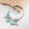 Joyería He Ming: Pulseras nuevas y de moda estilo Pandora con dijes de concha, estrella de mar y cola de pez, ajustables, adecuadas para parejas y diseñadas para mujeres