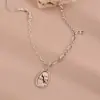 Moda Europea y Americana Diamantes Incrustados Ovalado Marca Hip-hop Collar para Mujer Todo Fósforo ins Nicho Sentido del Diseño Agrietado Redondo Marca Cadena de Suéter