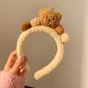 Diadema de Felpa de Oso Pardo para Mujer, Parte Superior Craneal Alta, Lavado de Cara, Aplicación de Mascarilla, Especial, Diadema Peluda, Tarjeta para el Cabello, Tocado