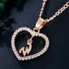 Collar Mingcheng Transfronterizo Corazón de Circonita Letra 26 Letras Collar Corazón de Circonita Joyería Colgante de Corazón Al Por Mayor