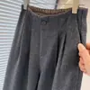 Pantalones rectos de lana mezclada con cintura elástica plisada estilo europeo en gris para mujer, nueva colección otoño/invierno 2026, pantalones de pierna ancha adelgazantes, modernos
