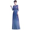Traje de Performance Coro do Céu Estrelado Feminino Novo Estilo Temperamento Traje de Mestre de Cerimônias Gradiente Vestido Longo de Leitura para Estudantes