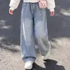 Conjunto de Moda Estilo Coreano para Niñas 2026: Top con Capucha Color Block con Detalle de Lazo y Pantalones de Mezclilla, Conjunto Casual de Dos Piezas