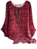 LN926 Moda Casual Cruzada para Mujer Otoño y Primavera Nueva Camiseta Suelta de Cuello Redondo con Estampado de Pedrería