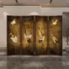 Tela Dobrável Divisória Móvel Sala de Estar Simples Moderna Hotel Chinês Divisória Quarto de Casa Sala de Chá Tela Dobrável de Madeira Maciça