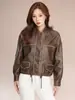 Chaqueta auténtica de marca Haining de piel genuina para mujer, nueva colección primavera/otoño 2026, piel de cordero, estilo coreano, corte holgado, moderna