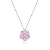 Colar S925 feminino de prata esterlina com diamantes e quatro folhas de flores, estilo Mori, com design de duas peças, corrente de clavícula
