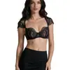Mais Vendido na Amazon Europeu Americano Renda Preta Decoração no Ombro Conjunto de Lingerie Fino Feminino Sutiã ins Sexy