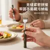 Vaya, tenedor de postre de acero inoxidable 304 con mango de bambú acrílico, dientes redondeados, antideslizante y fácil de agarrar, adecuado para uso doméstico con frutas y pasteles