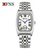 Reloj Oufani de Correa Sólida de Acero con Números Romanos, Reloj de Mujer Estilo Vintage, Forma de Barril, Elegante Reloj de Cuarzo, Venta Directa por Transmisión en Vivo