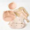 Juego de vajilla para bebé, babero de silicona, cuchara, suplemento alimenticio, cuenco, impermeable, antisuciedad, juego de vajilla de silicona danesa Cross