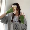 Guantes de medio dedo con borde de color contrastante estilo japonés y coreano para estudiante, tejido de lana, color sólido, cálido para escribir, muñequera, a prueba de frío, guantes combinables