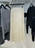 [Recomendação Principal] Yuran 26 Novo Verão/Primavera Toque de Pele Tecido Denso Seda Flor de Gelo Veludo Corte Diagonal Cintura Elástica Saia Longa