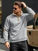 Sudadera Casual Cálida de Manga Larga para Hombre con Cremallera Media, Cuello Alto, Retazos Bordados, Estilo Retro Europeo y Americano, Otoño e Invierno, Amazon Transfronterizo