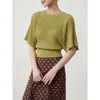 Suéter de punto de verano para mujer, nuevo diseño, estilo perezoso de nicho, mangas murciélago, top de punto que ciñe la cintura, envío transfronterizo