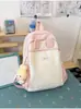 Mochila nueva para estudiantes con bloques de color y orejas de conejo lindas, bolsa escolar de dibujos animados de gran capacidad, mochila ligera para exteriores para niños y niñas