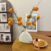 Flor Artificial Pontuda Cinco Cabeças Caqui Flor Falsa Caqui Ruyi Flor Decorativa Fruta da Fortuna Flor de Romã Galho Seco Enfeites