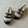 Primer Encuentro Temporada Zapatos Mary Jane de Tira Doble Hebilla Bajos Cálidos Planos para Mujer Zapatos de Exterior