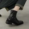 Botas de Tobillo Elásticas Ajustadas de Tacón Bajo Versátiles Cómodas de Punta Cuadrada con Cremallera Lateral, Estilo Nuevo Otoño/Invierno 2026