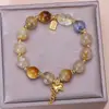 Pulsera de Cristal Dorado Natural Piedra Lunar Cristal Pulsera de Ojo de Tigre que Traga Oro Hilo de la Fortuna para Novia Regalo