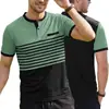 Verano Transfronterizo Ebay Camisa Polo de Manga Corta para Hombre con Estampado de Rayas Camiseta de Manga Corta Casual de Negocios Polo para Exteriores