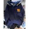 Sudadera con capucha básica estilo americano, divertida, diseño de letra bordada, corte holgado, moderna, unisex, de manga larga