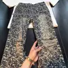 Jeans acampanados rotos con estampado integral de estrellas lavados para hombre, pantalones rectos de corte ajustado, pantalones de corte curvo con estilo de la alta calle americana