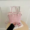 Bolso de mujer simple y elegante, bandolera de un solo hombro 2026 de moda con textura, bolso de mano a cuadros casual nuevo, bolso moderno