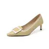 Sapatos de Salto Bloco Quadrados, Sapatos Baixos com Bico Quadrado e Fivela Quadrada, Sapatos Femininos Estilo Francês, Sapatos Casuais com Color-Blocking, Adequados para o Trabalho e o Dia a Dia