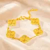 Pulseira de trevo de quatro folhas a laser banhada a ouro vietnamita de longa duração para mulheres, pulseira de trevo de quatro folhas em imitação de ouro, presente para namorada, fornecimento no atacado