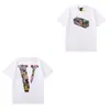 Camiseta Verde de Manga Corta con Cuello en V de la Marca de Moda Vlone, Mismo Estilo que Wang Yibo, Corte Holgado Street Hip-Hop para Hombres y Mujeres Parejas