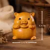 Estatuetas do Zodíaco esculpidas em sândalo dourado: Rato, Boi, Tigre, Coelho, Dragão, Serpente, Cavalo, Ovelha, Macaco, Galinha, Cachorro, Porco, Objetos Decorativos Portáteis