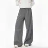 Calça Masculina Wide Leg Xadrez Retrô para Primavera, Outono e Inverno, Estilo Americano Tendência Solta Reta Casual
