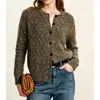 Cárdigan de punto de lana simple y elegante con cuello redondo y manga larga para mujer, nuevo modelo de otoño 2026, top casual ajustado para mujeres petite