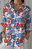 Camisa Feminina Europeia e Americana Moda Manga Três Quartos Impressão Digital 3D Venda Quente Fornecedor de Fábrica Moda Casual Multicor