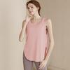 Colete Esportivo Feminino Solto Cobre o Quadril Slim Top de Yoga Camiseta Verão Fino Longo Treinamento Fitness Sem Mangas Blusa