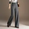 Elegante conjunto de calça pantalona para o trabalho para mulheres, nova coleção outono 2026, modelagem solta, afina a silhueta, perna reta, cor sólida, calça casual versátil